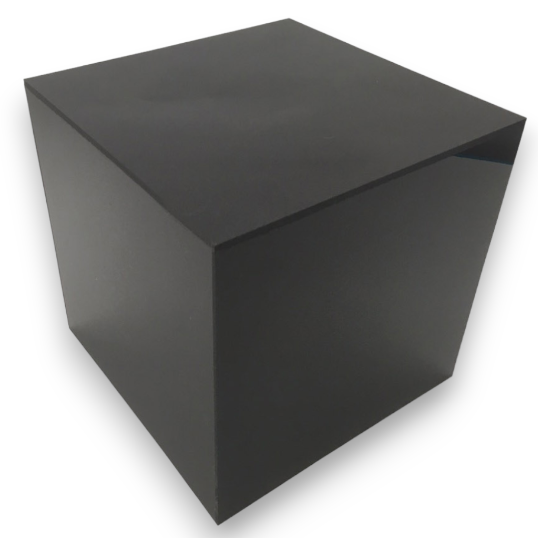 thumbnail image 2 of Black 4-Inch Acrylic Display Riser – 5-Sided Box (No Lid) For Jewelry Or Products 2 of 5