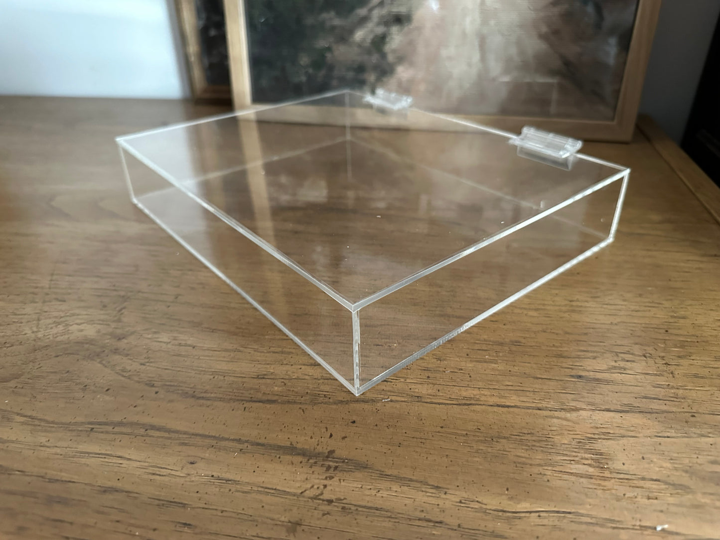 Custom Made Clear Acrylic Box With Hinged Top Lid