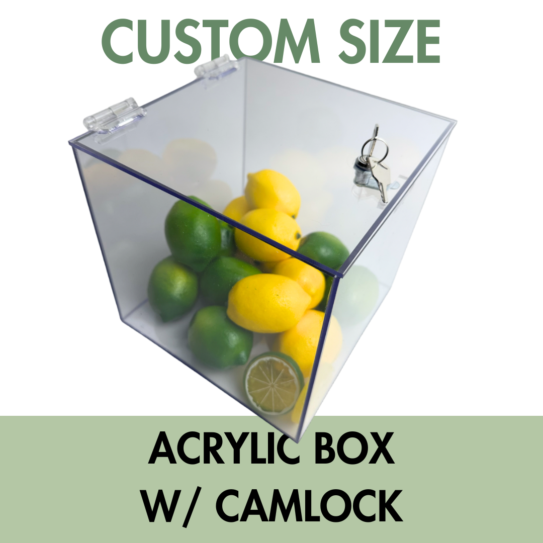 Clear Custom Size Plexiglass Box with Cam Lock Hinged Lid