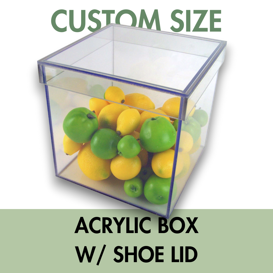 Clear Acrylic Box with Hinged Lid, Custom Sizes