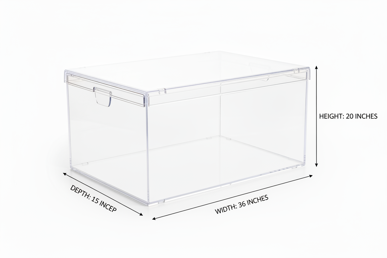 we can fabricate custom made acrylic boxes like bench with top shoe style lids