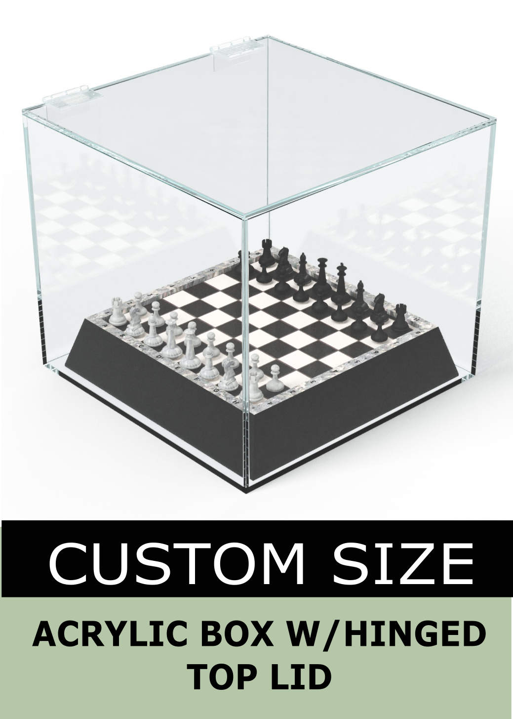 Clear Acrylic Box with Hinged Lid - Custom Size
