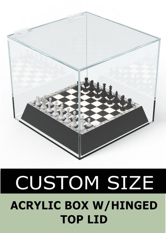 Clear Acrylic Box with Hinged Lid - Custom Size