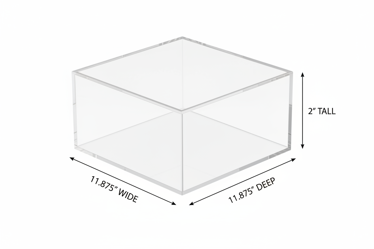 create acrylic box 11.875 x 11.875 x 2 inches tall