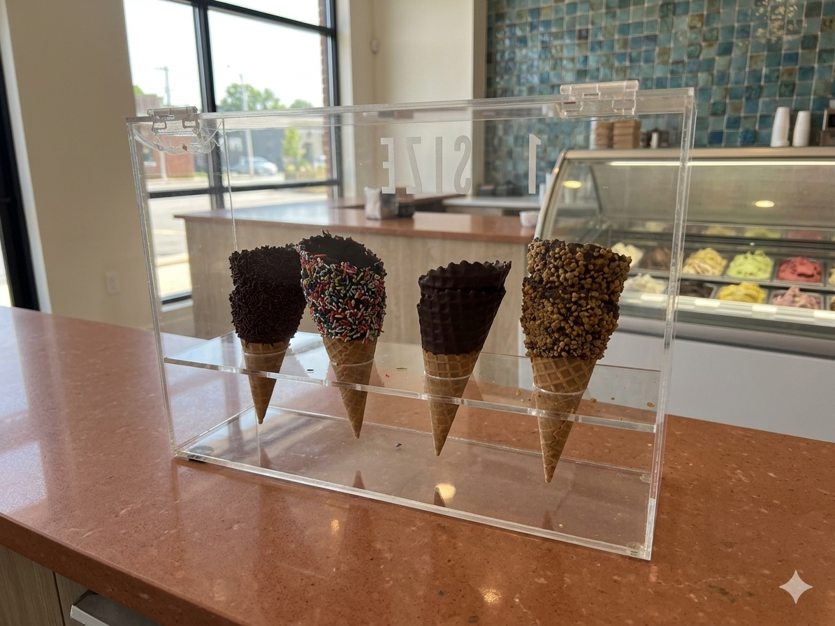 Custom made Waffle Cone Acrylic Display
