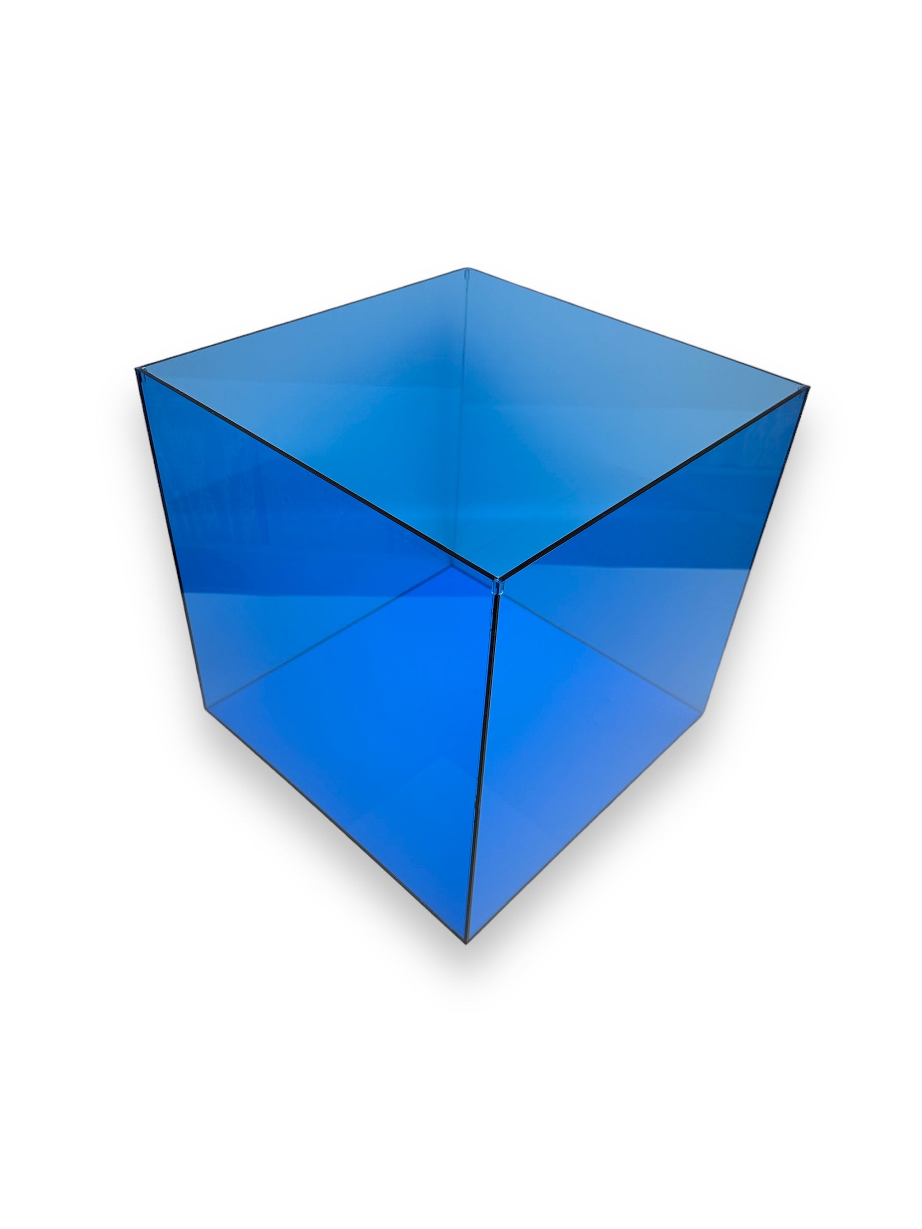 Custom made blue translucent acrylic box