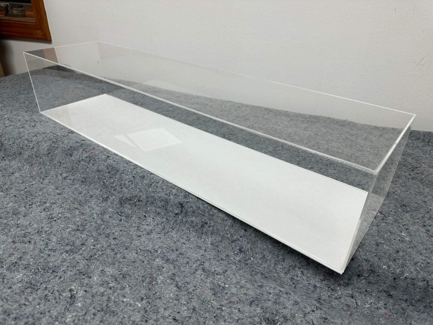 Custom made clear acrylic box with white removable base