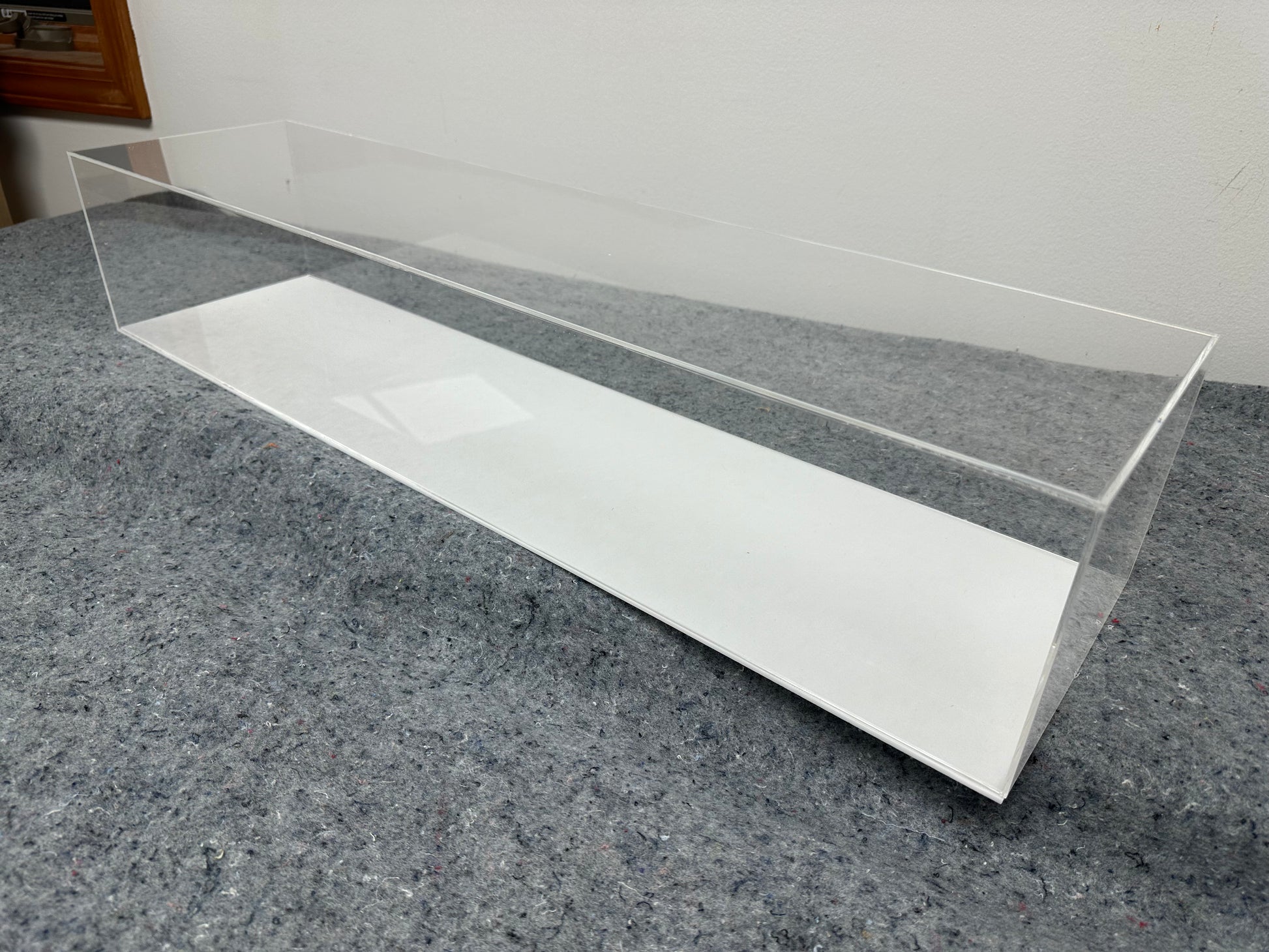 Custom made clear acrylic box with white removable base