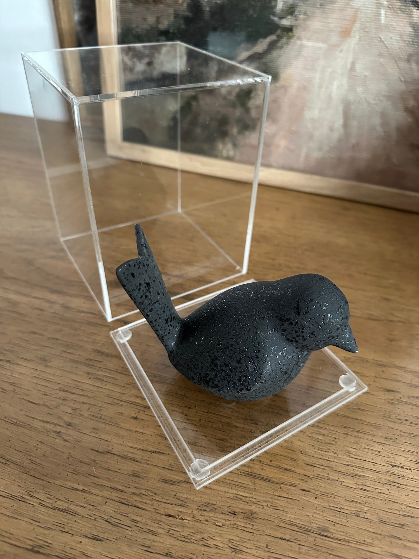 Custom made clear acrylic display case with clear removable base