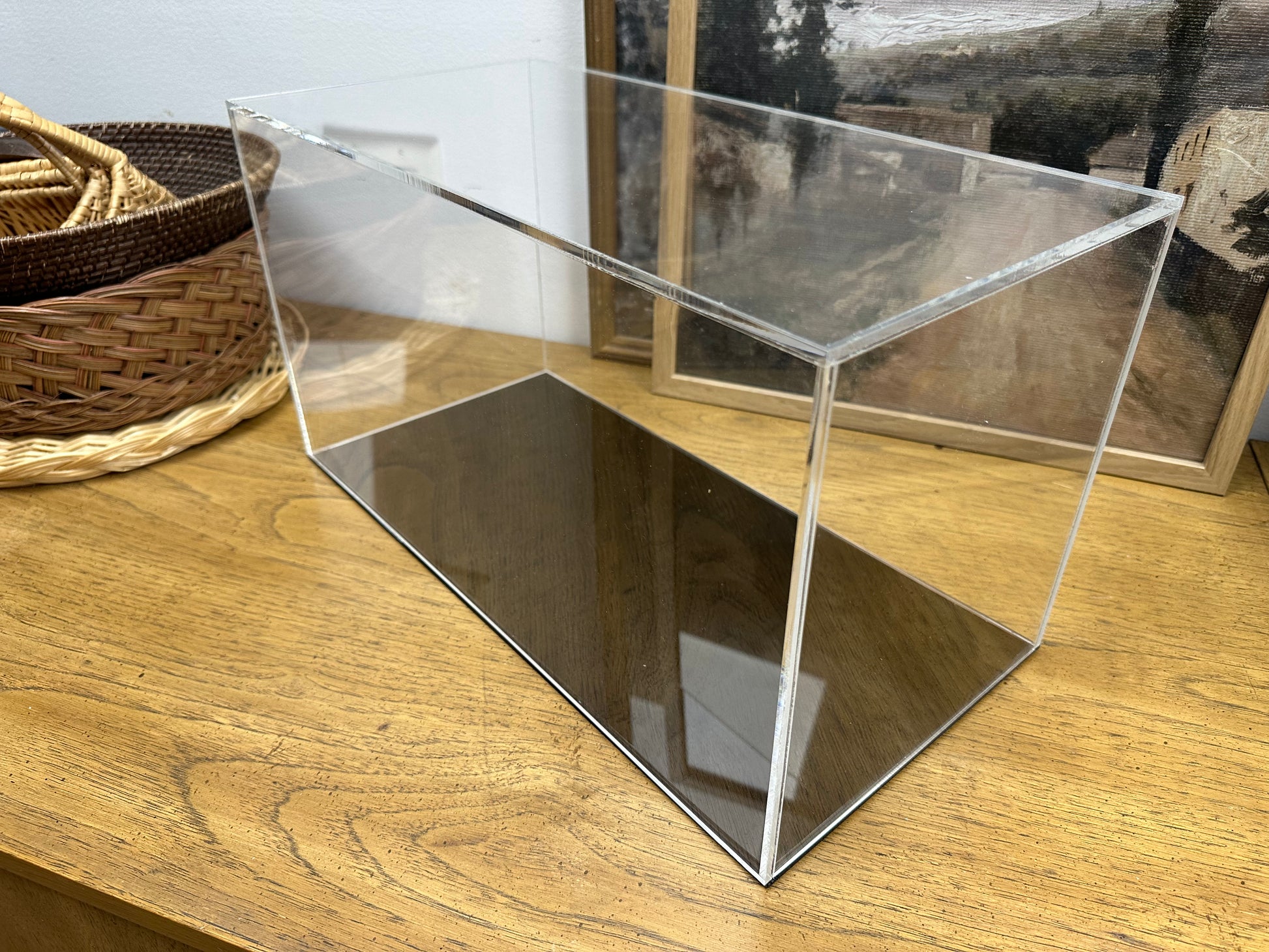 Custom made acrylic display case - box with a black easy removable base