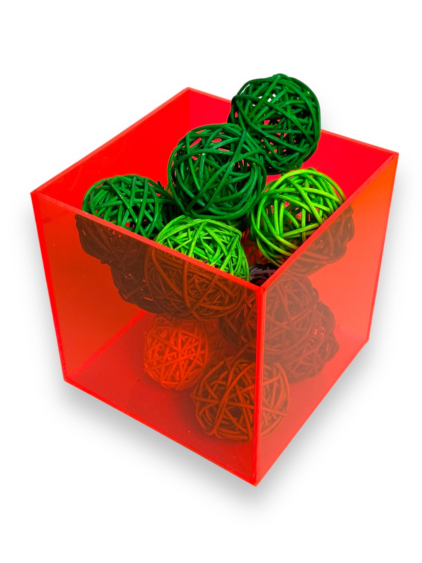 Fluorescent red custom made 5 sided acrylic box