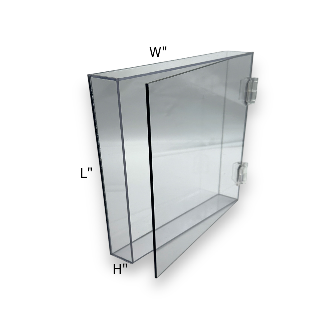 custom made clear acrylic tray with hinged top lid