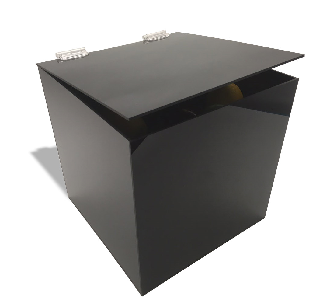 White / Black Acrylic 5-Sided Display Case - Custom Size