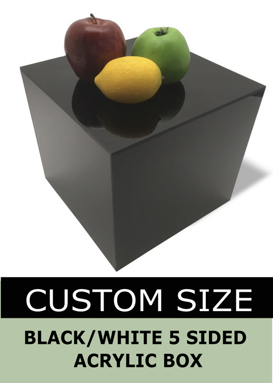 White / Black Acrylic 5-Sided Box - Custom Size