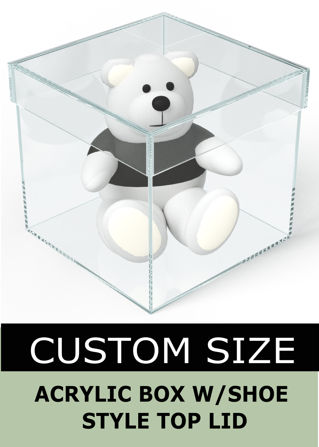 custom made clear acrylic box with shoe style top lid