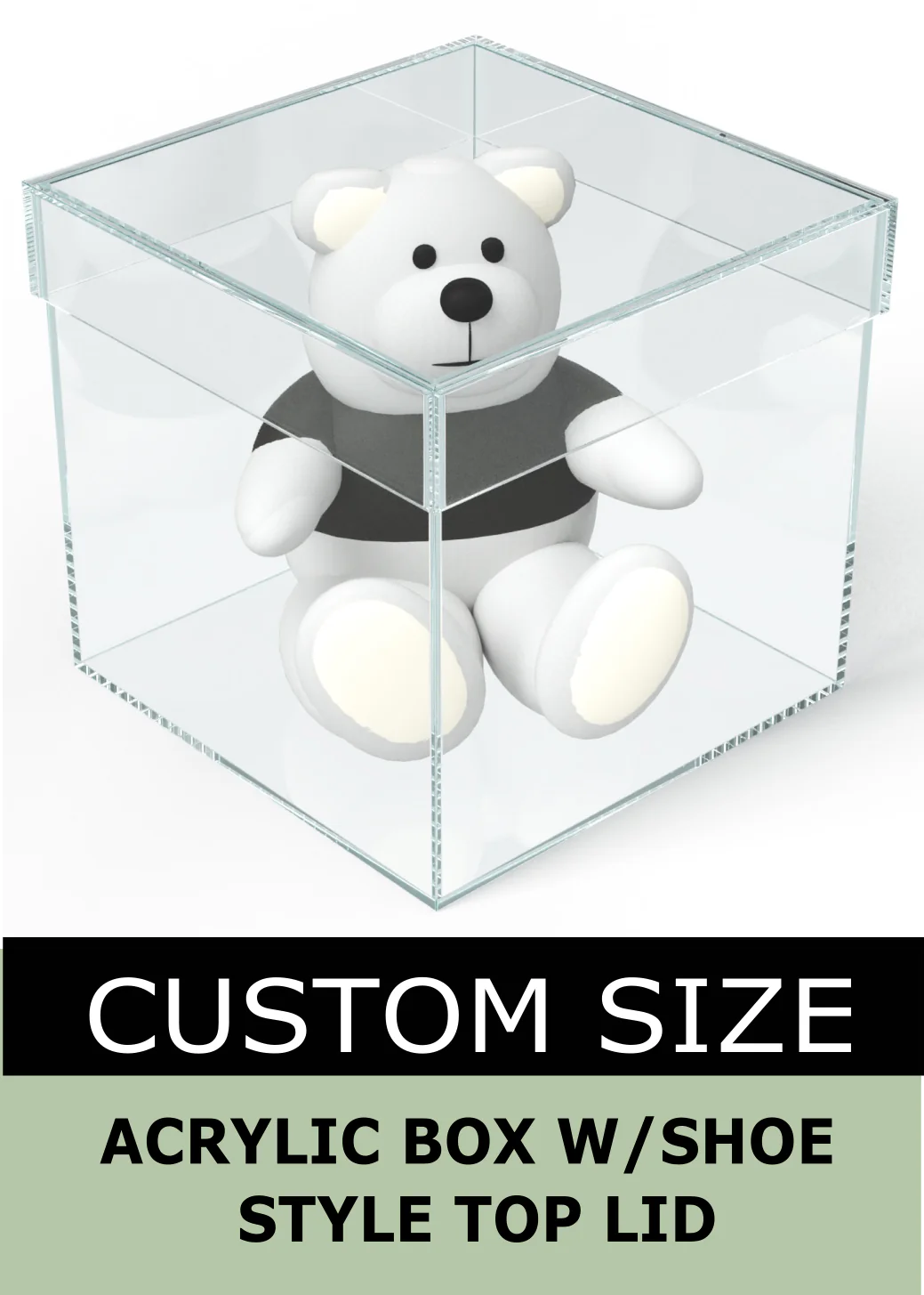 Custom Made Clear Acrylic 12" Cube Box With Shoebox Lid
