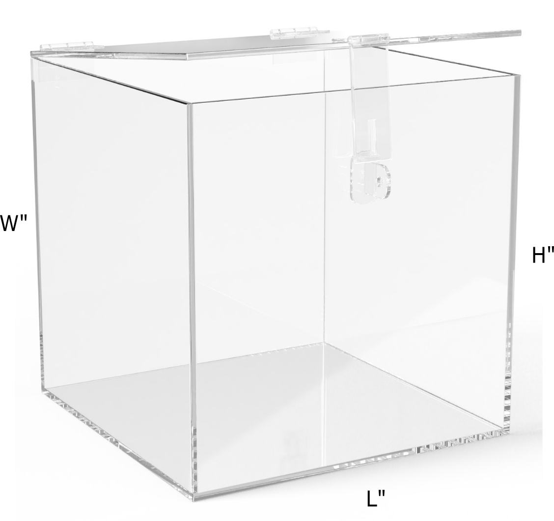 Clear Acrylic Boxes With Hasp Lock Lid 1/8" thick