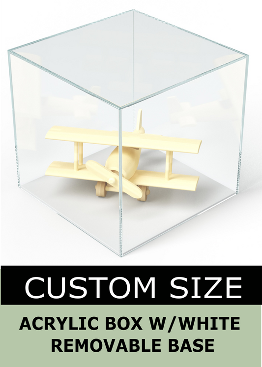 Acrylic Display Box with White Base - Custom Size