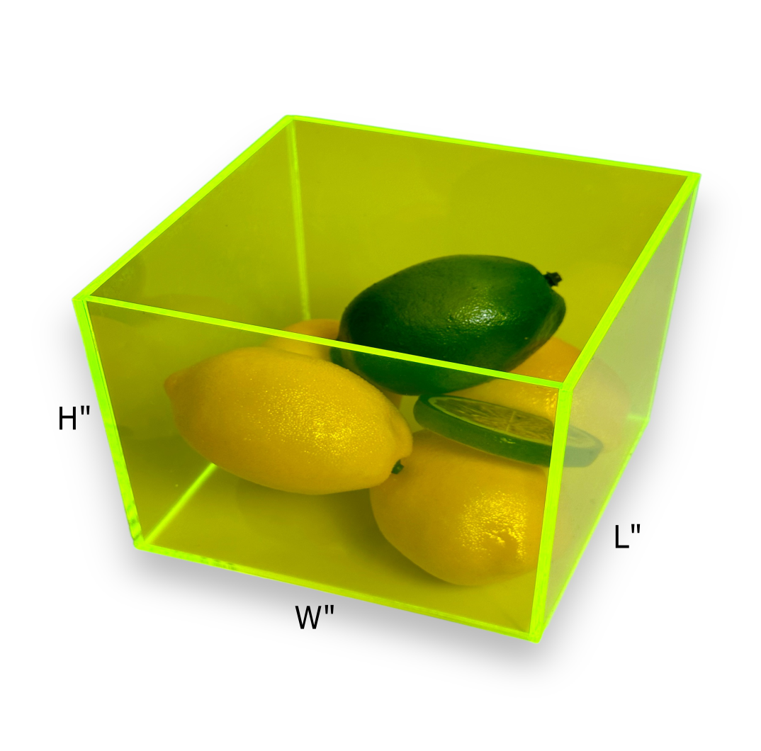 Fluorescent 5-Sided Acrylic Box - Custom Size