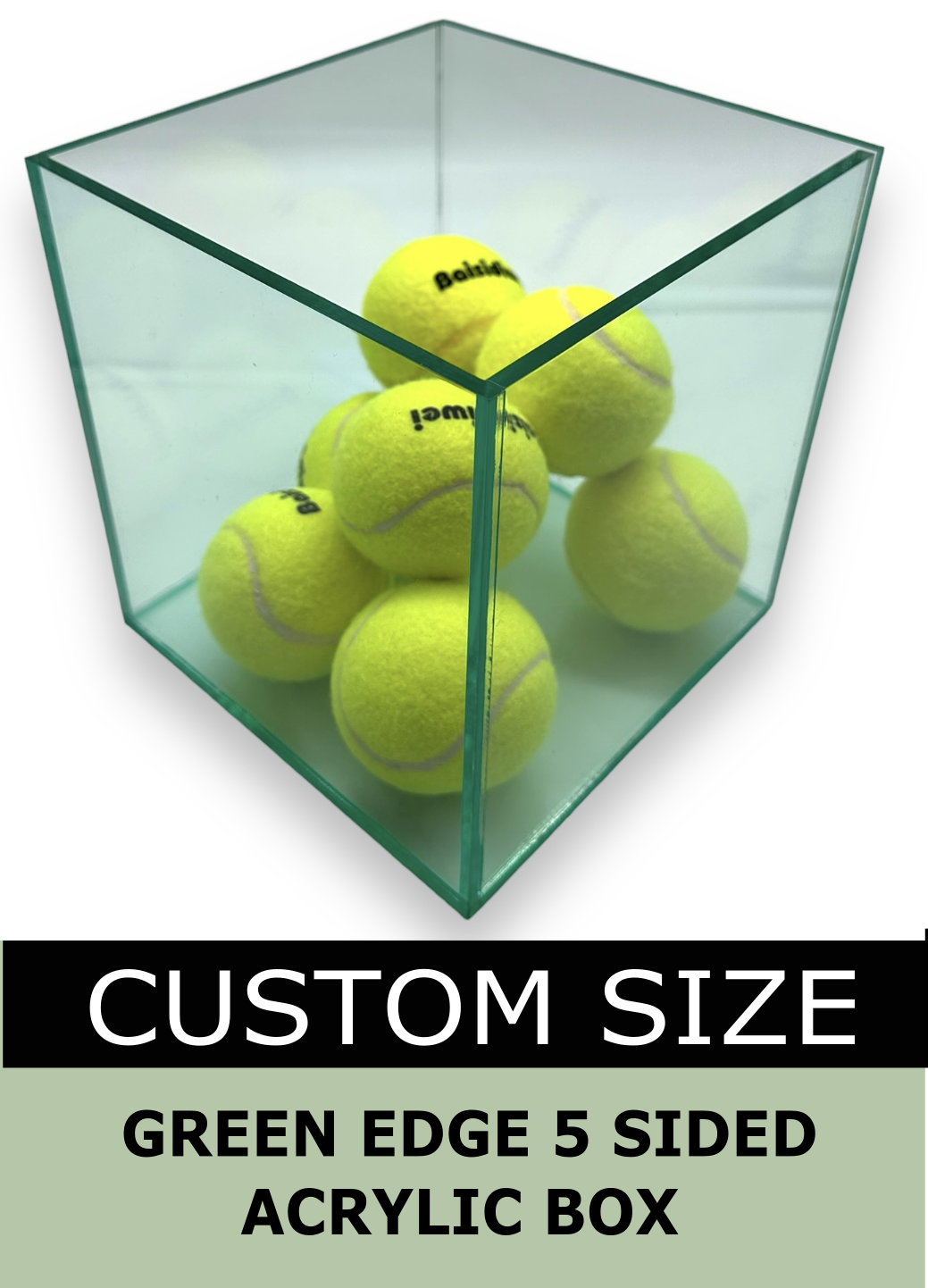 Clear Green Glass Acrylic Display Case - Custom Size