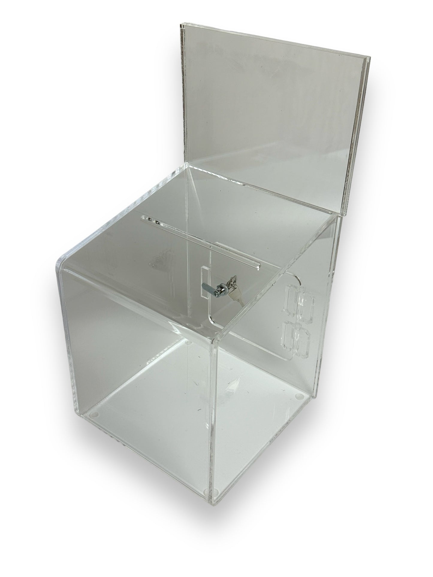 Custom Made Acrylic Collection Donation Box With Sign Holder