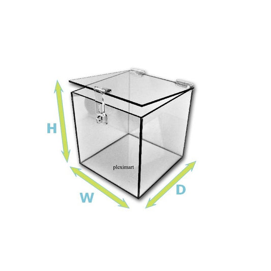 1/4" Thick Acrylic Box w/ Hasp Lock Lid