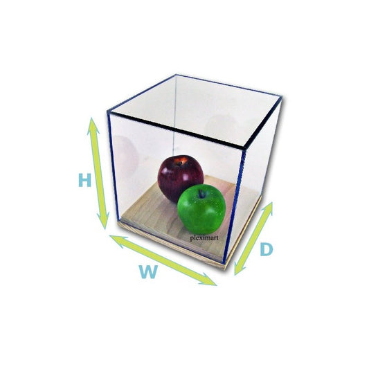 3/16" Thick Acrylic Display Boxes W/ Wood Bases