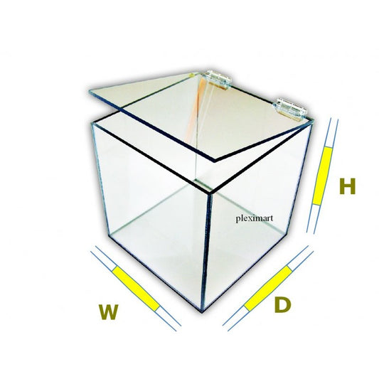 3/16" Thick Acrylic Box w/ Hinged Lid