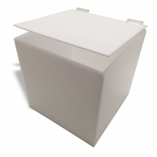 1/4" White Acrylic 5-Sided Box w/ Hinged Lid