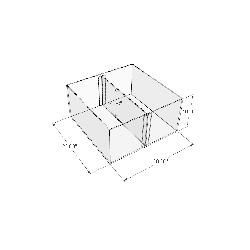 Custom made clear acrylic box with center divided.