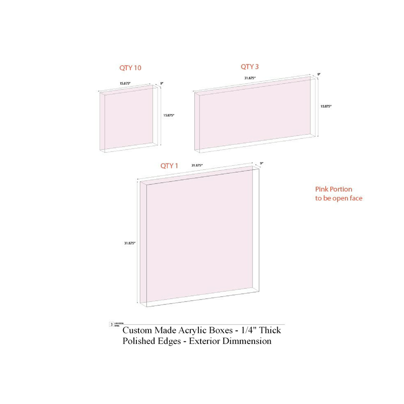 Custom Made Clear Acrylic Boxes 1/4" Thick