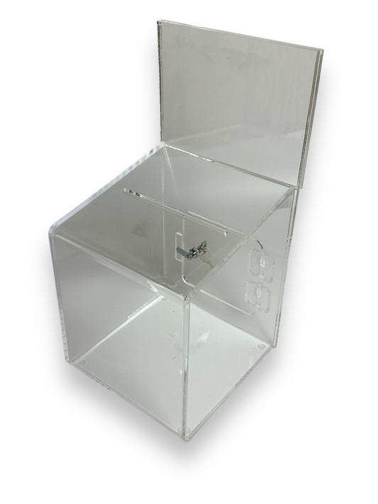 Custom Made Acrylic Donation Boxes With Your Logo Or Sign Holder