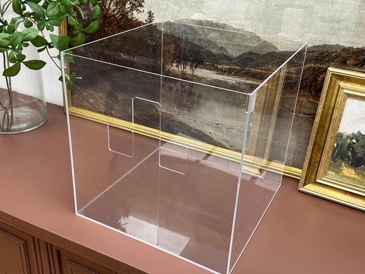 Custom Made Clear Acrylic Decor Box With Laser Cut Outs Squares