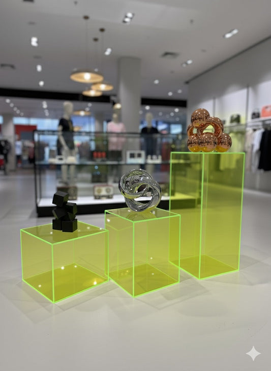 Custom made fluorescent acrylic display pedestals