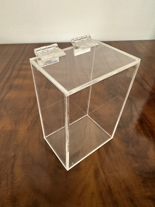 Custom made acrylic plexiglass boxes with top hinged lids