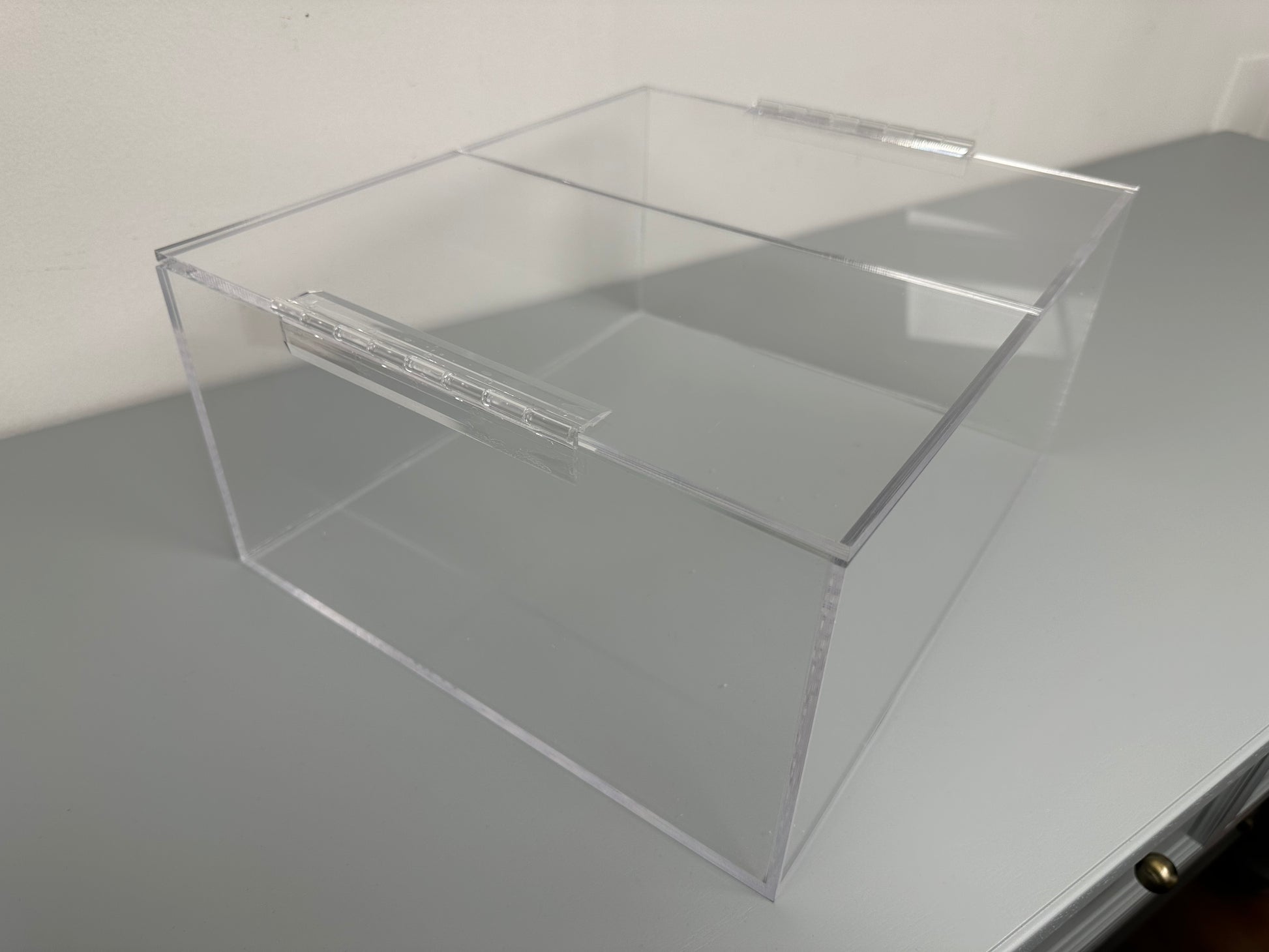 Custom Made Clear Acrylic Box With 2 Hinged Top Doors