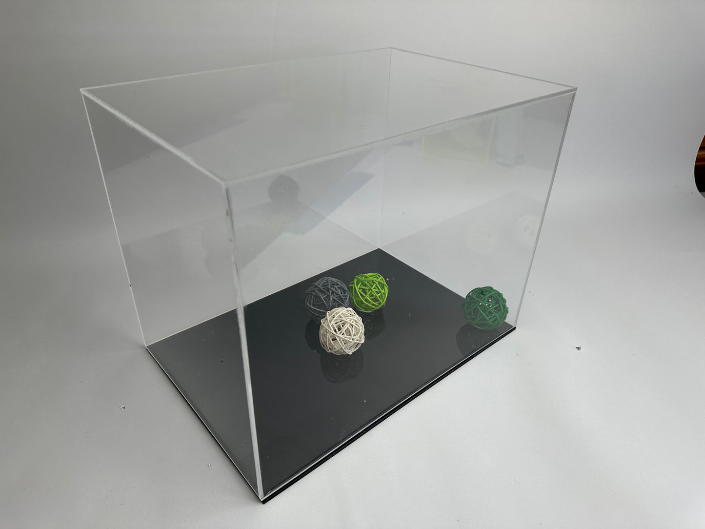 Custom Made Acrylic Box With Clear Base And UV Black Graphic Printing
