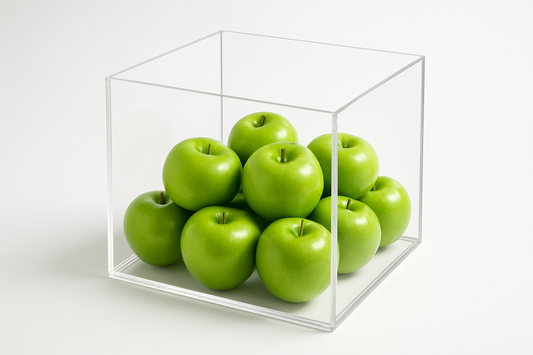 Clear acrylic plexiglass 5 sided display case - box open with top or bottom