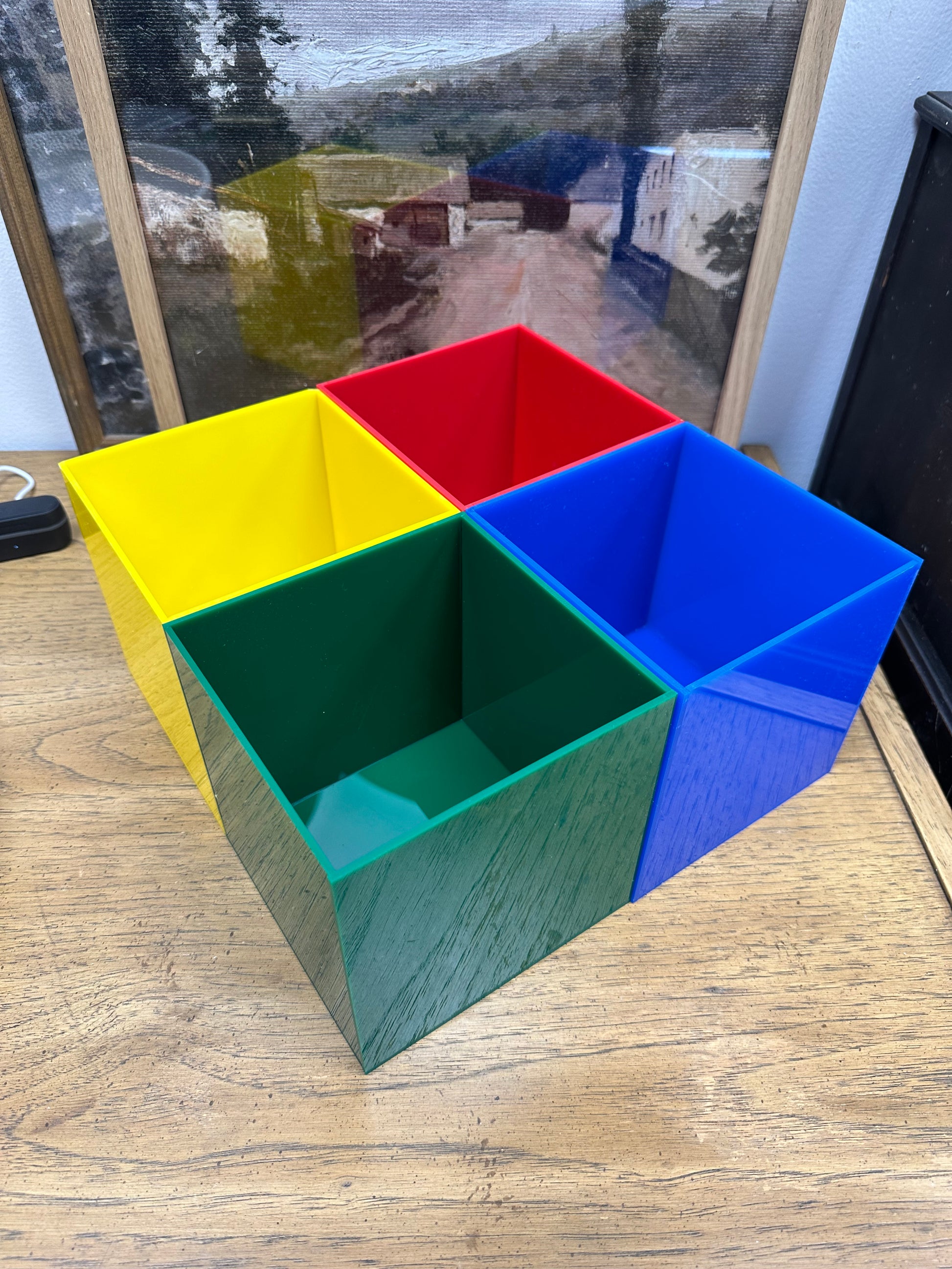 Colored custom made 5 sided acrylic boxes