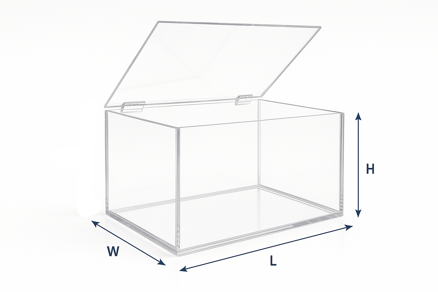 Pleximart stocking acrylic display boxes with hinges top lids
