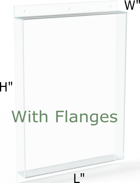 Custom Made Large Acrylic Display Box With Flanges On Short Ends