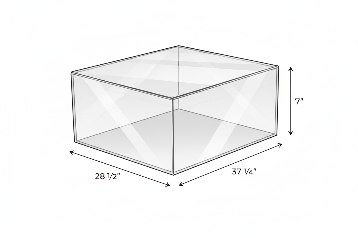 Custom Made Clear 5 Sided Plexiglass DIsplay Case