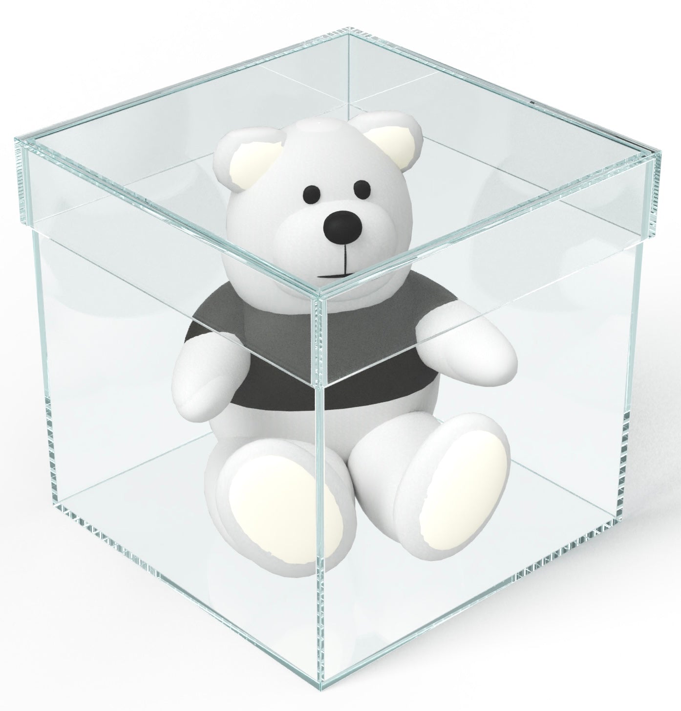 Custom Made Clear Acrylic Box W/ Shoe Style Top Lid And Laser Engraving