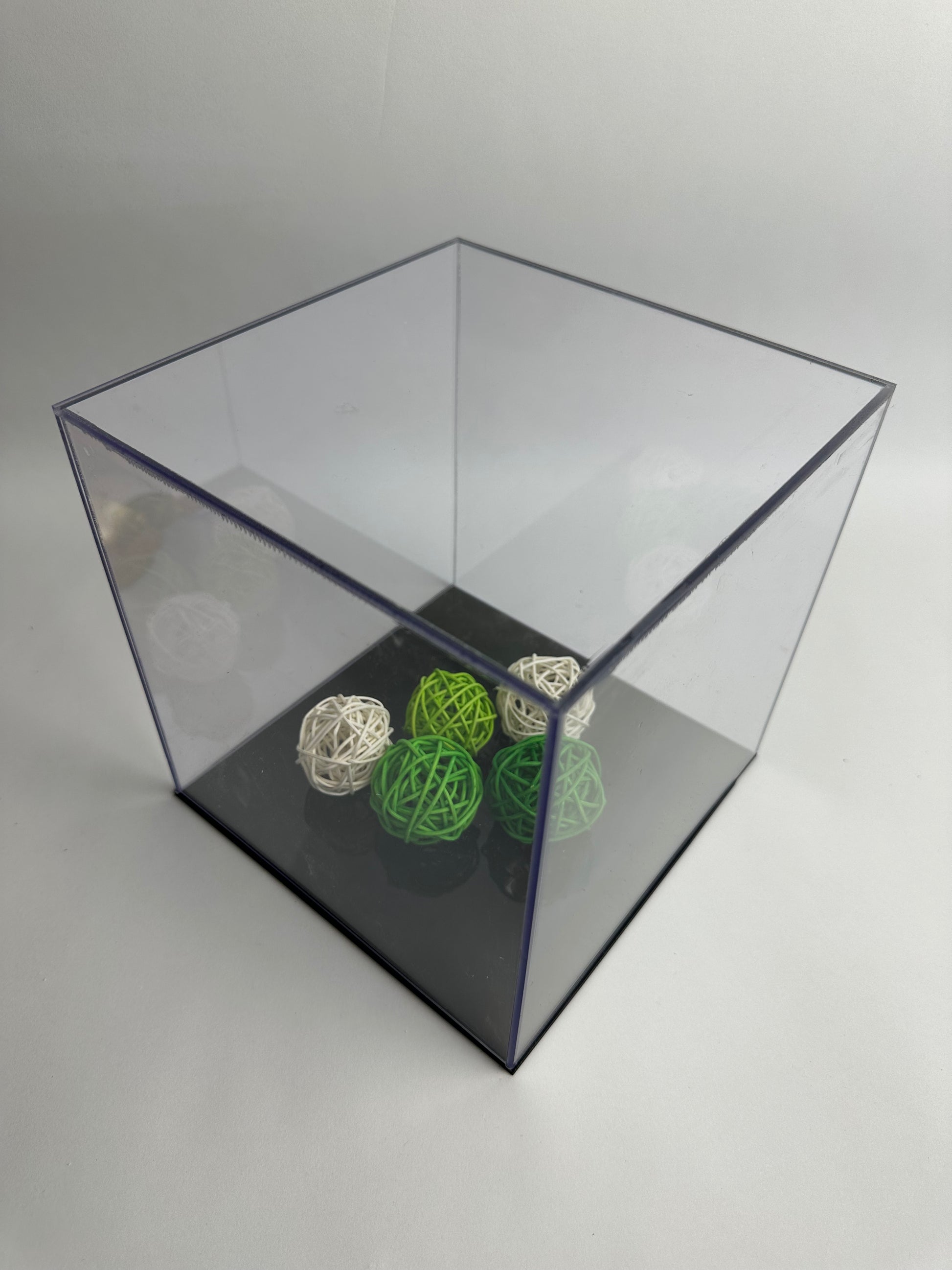 Custom Made Clear Acrylic Display Case - Box With Black Base 3/16" thick