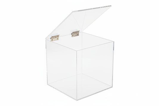Custom Made Clear Heavy Duty Acrylic Boxes With Hinged Lids