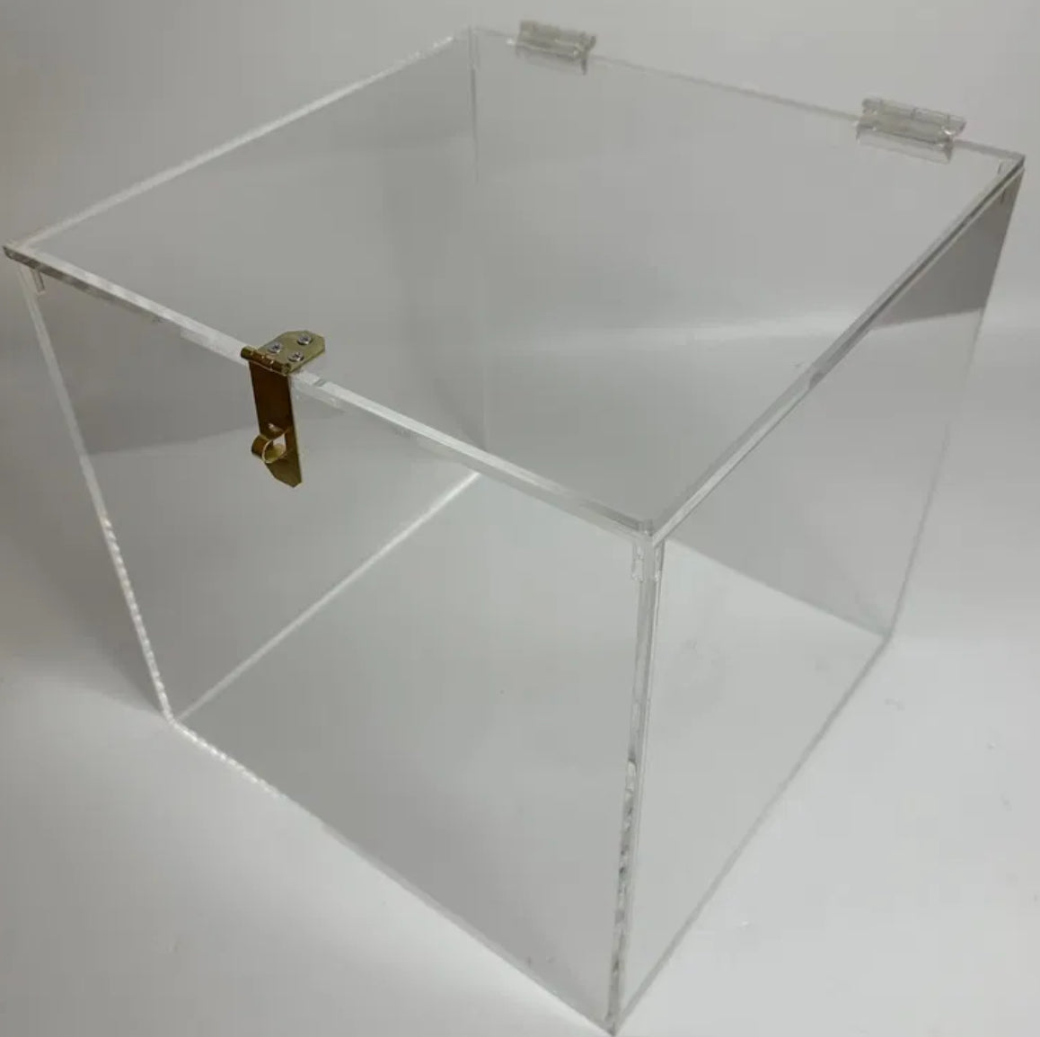 Custom Made Lexan Polycarbonate Box With Hinged Top Lid And Metal Hasp W/UV Printed Text