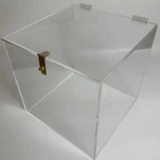 Custom Made Lexan Polycarbonate Box With Hinged Top Lid And Metal Hasp W/UV Printed Text