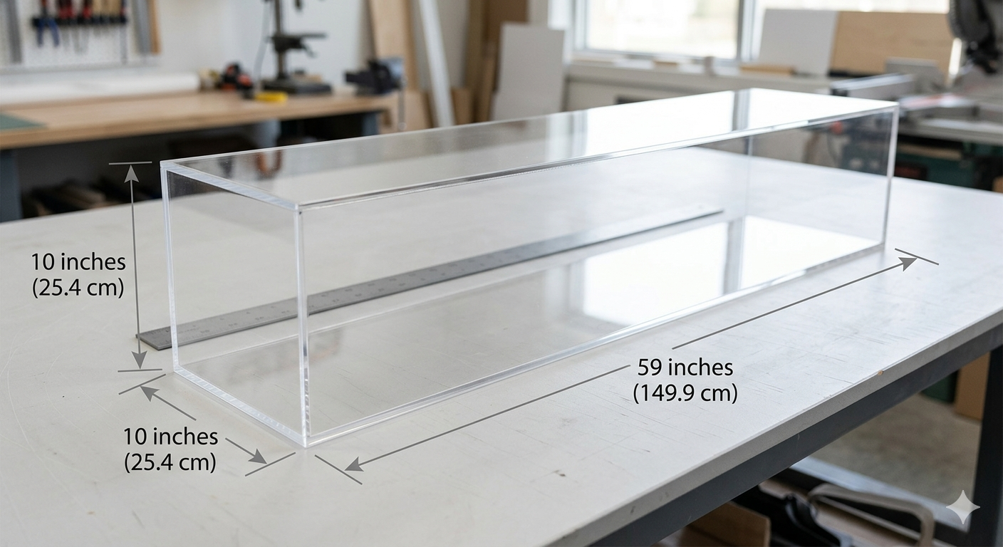 Custom Made Long Clear Acrylic Box - Dust Cover