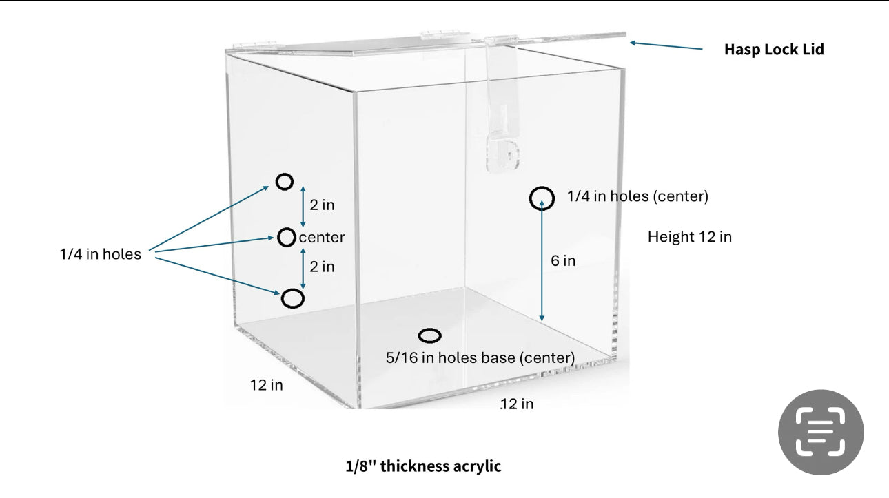 Science Laboratory Custom Made Acrylic Box With Hinged Top Lid And Hasp