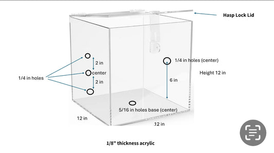 Science Laboratory Custom Made Acrylic Box With Hinged Top Lid And Hasp